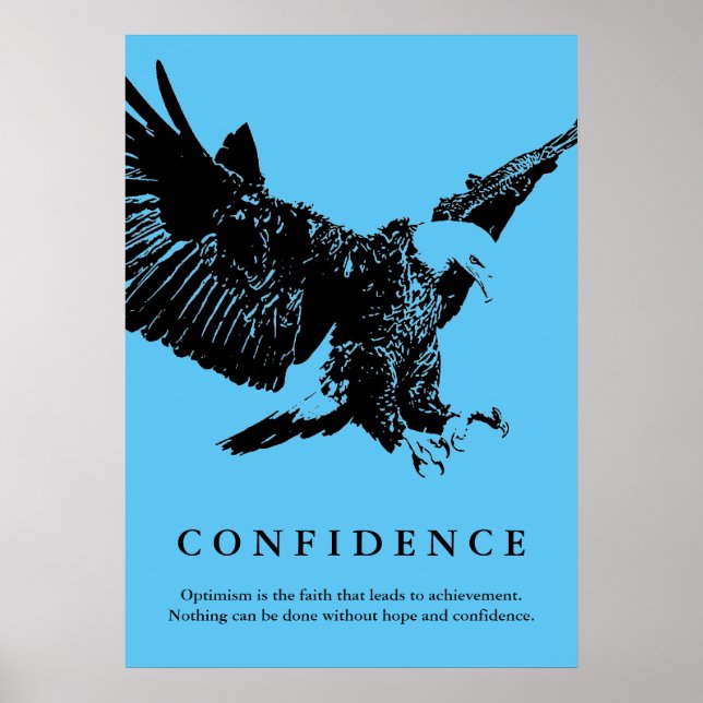 Affiche Atterrissage de l'aigle Motivation Confiance Bleu (Devant)