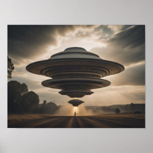 Affiche Atterrissage UFO de la soucoupe volante