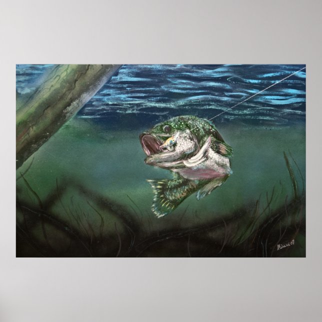 Affiche Attiré à la pêche au black bass (Devant)