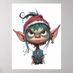 Affiche Attitude des elfes de Noël grincheux