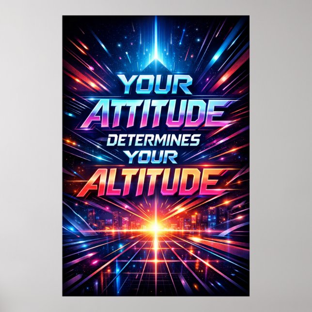 Affiche Attitude détermine l'altitude - Art de typographie (Devant)