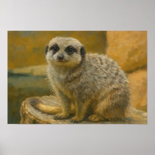 Affiche Attitude - Meerkat Portrait réaliste