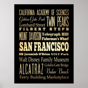 Affiche Attractions et lieux célèbres de San Francisco, CA