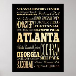 Affiche Attractions & Lieux célèbres d'Atlanta, Géorgie