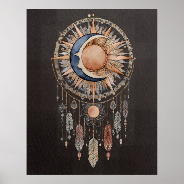 Affiche Attrapeur de rêves Soleil Lune Céleste (Devant)