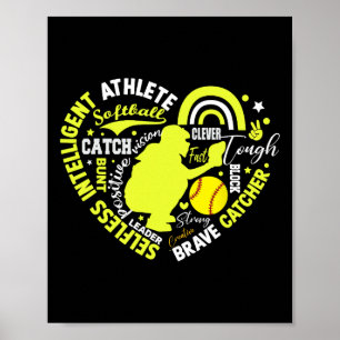 Affiche Attrapeuse de softball pour filles, super pour les