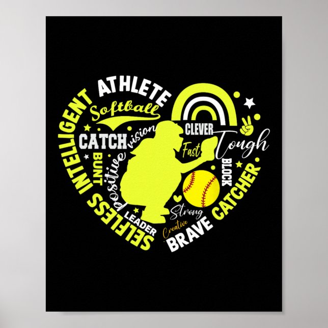 Affiche Attrapeuse de softball pour filles, super pour les (Devant)