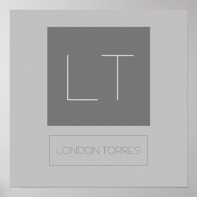 Affiche Attrayant Monogramme Gris Uni (Devant)