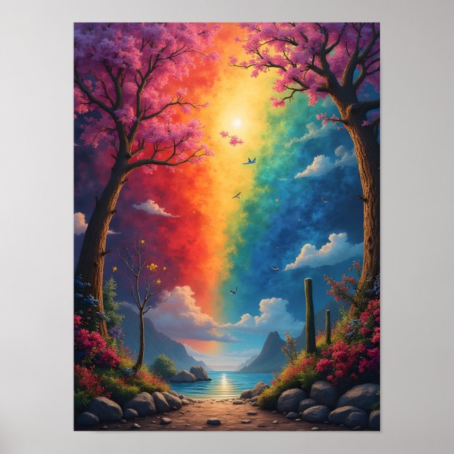 Affiche Au bout du chemin est un monde arc-en-ciel (Devant)