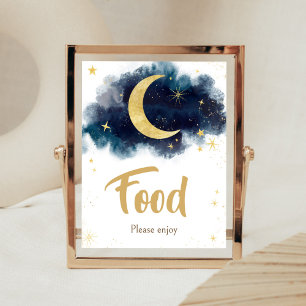 Affiche Au-dessus de la lune Gold Stars Blue Food