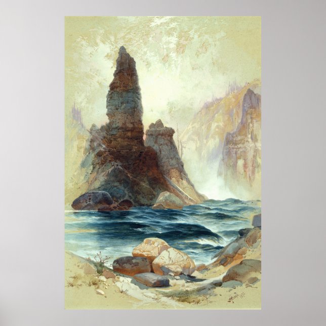 Affiche Au-dessus de Tower Falls, Moran, 1872 (Devant)