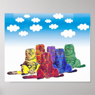 Affiche Au-dessus des chats arc-en-ciel