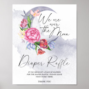 Affiche Au-dessus du Baby shower de la Lune Déchets Raffle