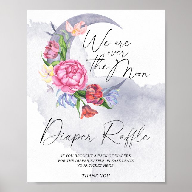 Affiche Au-dessus du Baby shower de la Lune Déchets Raffle (Devant)