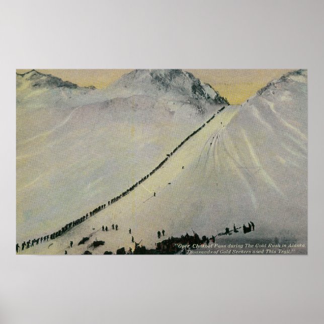 Affiche Au-dessus du col Chilkoot pendant la ruée vers l'o (Devant)