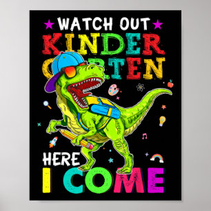 Affiche Au Jardin D'Enfants, Je Viens Chez Les Dinosaures.