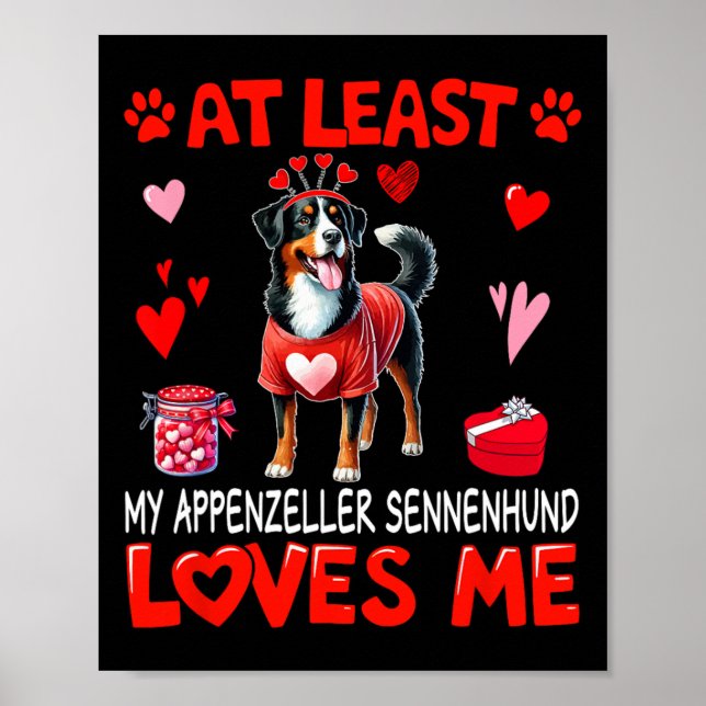 Affiche Au moins Appenzeller Sennenhund m'aimant Valentin (Devant)