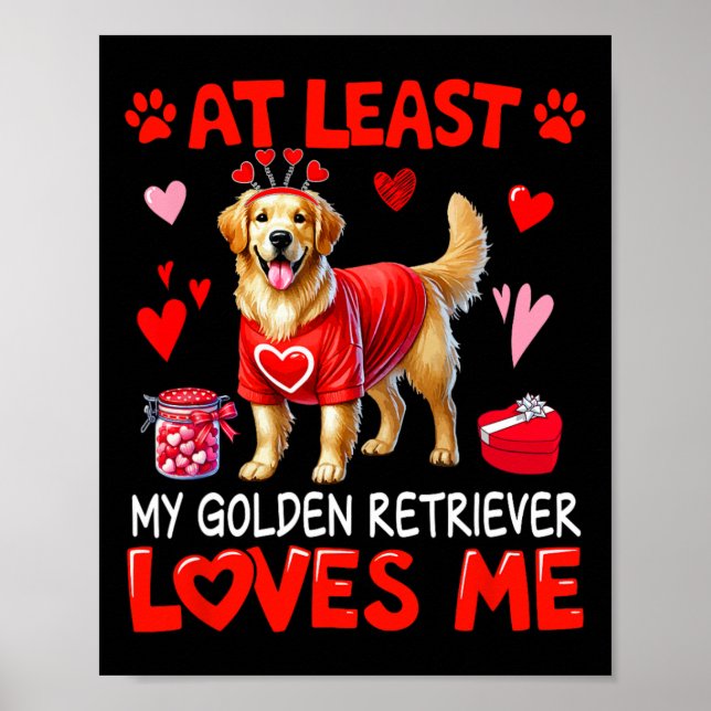 Affiche Au moins mon retriever doré m'aimant pour la Saint (Devant)