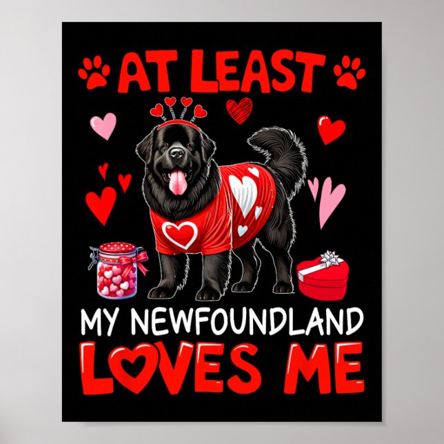 Affiche Au moins mon Terre-Neuve m'aimant la Saint-Valenti (Devant)