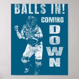 Affiche Au receveur de baseball descendant