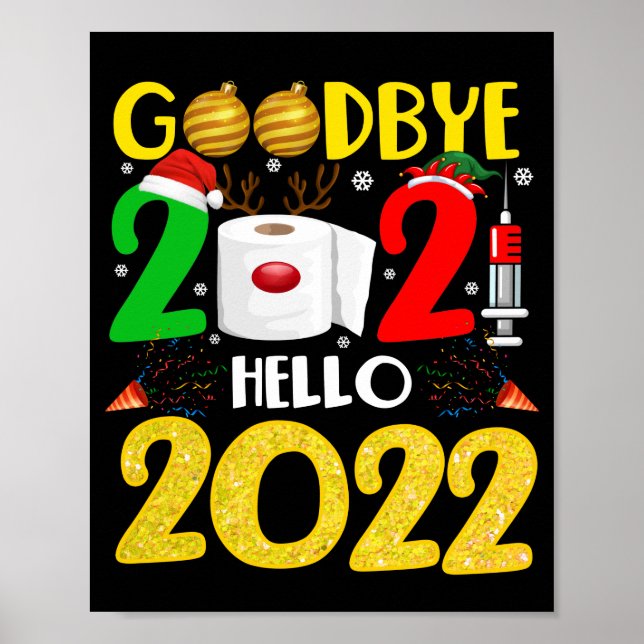 Affiche Au revoir 2021 Bonjour 2022 - Joyeux Pyjama du Nou (Devant)