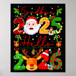Affiche Au revoir 2025 Bonjour 2026 Bonne Année Noël F
