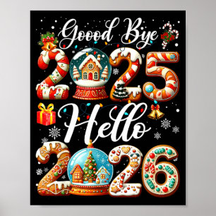 Affiche Au revoir 2025 Bonjour 2026 Bonne Saint-Sylvestre 