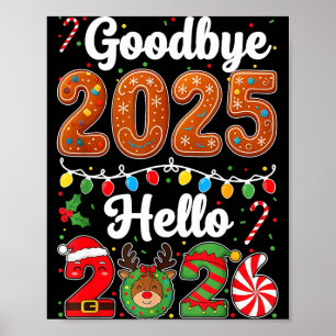 Affiche Au revoir 2025 Bonjour 2026 Bonne Saint-Sylvestre