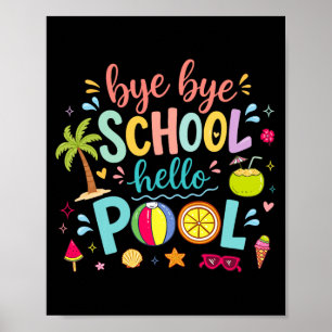 Affiche Au revoir école bonjour piscine dame de cantine ét