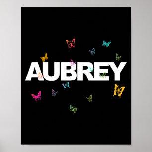 Affiche Aub - Beau Nom Avec Papillons Colorés