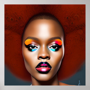 Affiche Auburn Queen Orange Brown Cheveux Black Melanin Af