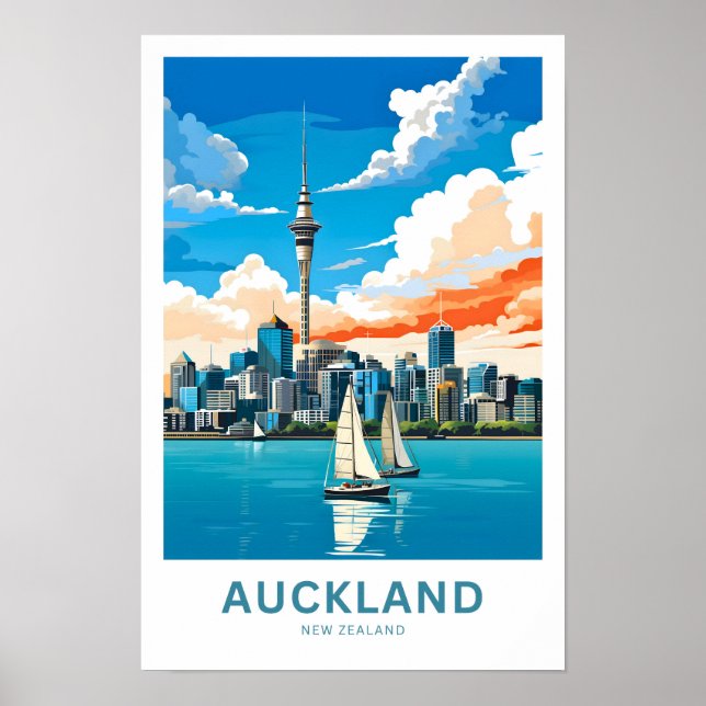 Affiche Auckland New Zealand Travel Print (Devant)