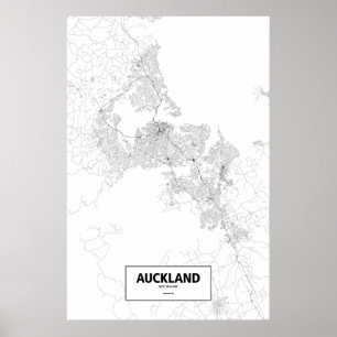 Affiche Auckland, Nouvelle-Zélande (noir sur blanc)