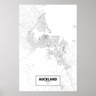 Affiche Auckland, Nouvelle-Zélande (noir sur blanc)
