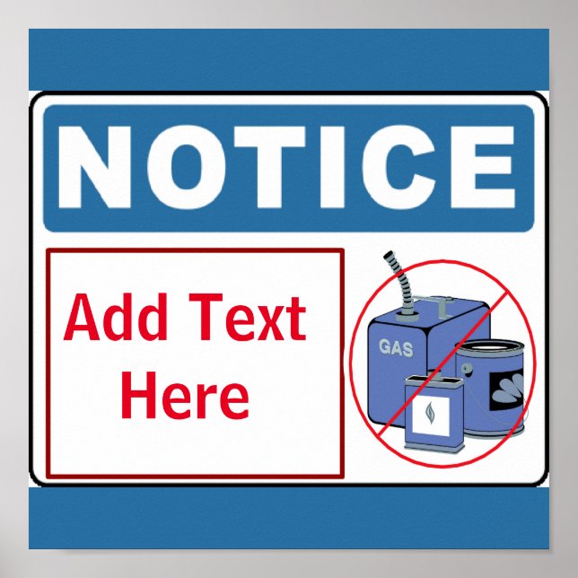 Affiche Aucun GA ou inflammable sur les lieux, ajouter du  (Devant)