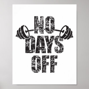 Affiche Aucun jour de repos Citation de bodybuilder Haltèr