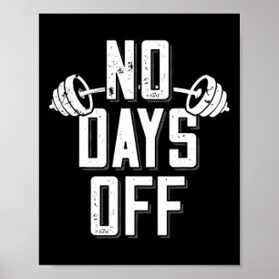 Affiche Aucun jour de repos Citation de bodybuilder Haltèr