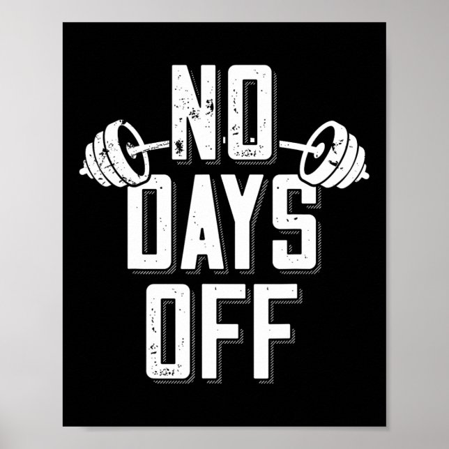 Affiche Aucun jour de repos Citation de bodybuilder Haltèr (Devant)