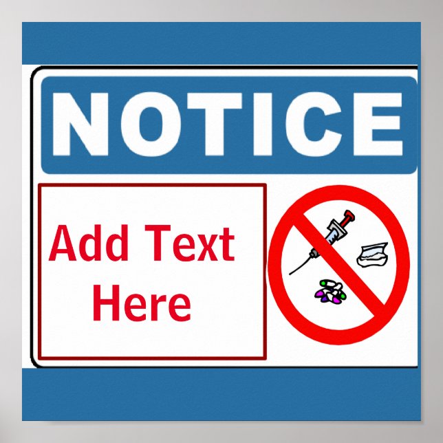 Affiche Aucun médicament sur place, ajouter du texte, sign (Devant)