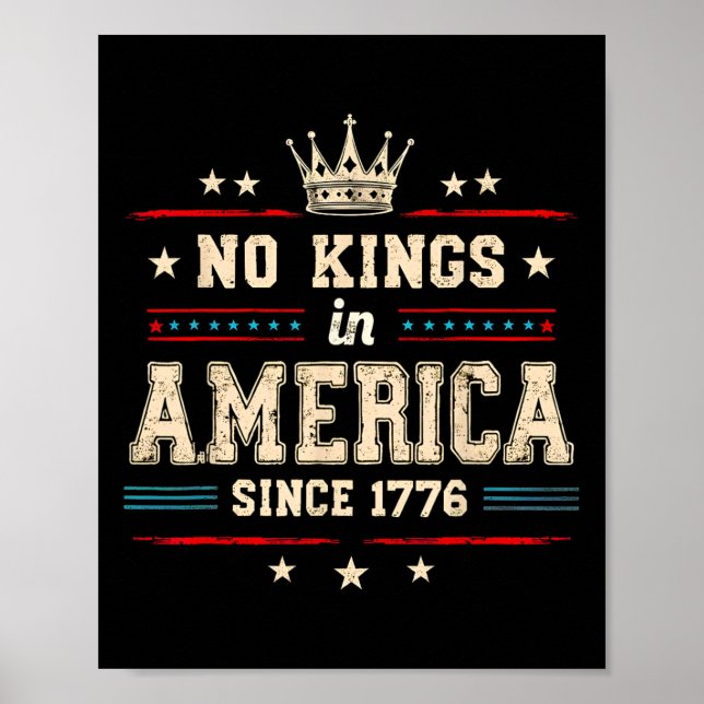 Affiche Aucun Rois En Amérique Depuis 1776 Distressé Drape (Devant)
