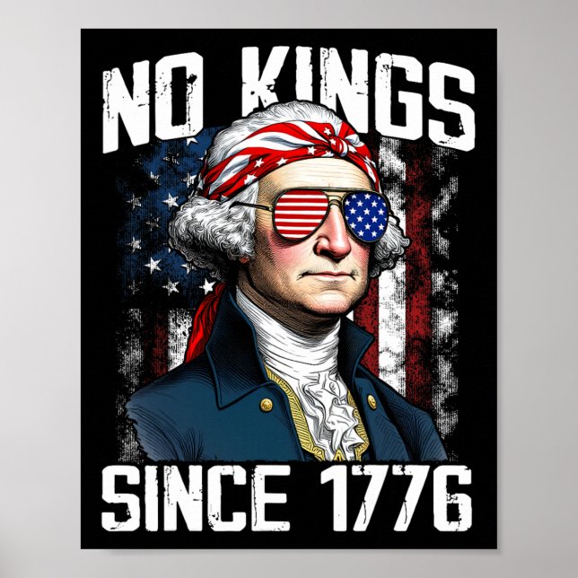 Affiche Aucun Rois En Amérique Depuis 1776 Distressé Drape (Devant)