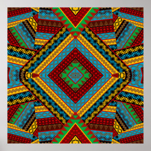 Affiche Audacieux Motif géométrique Tribal Coloré Ethnique