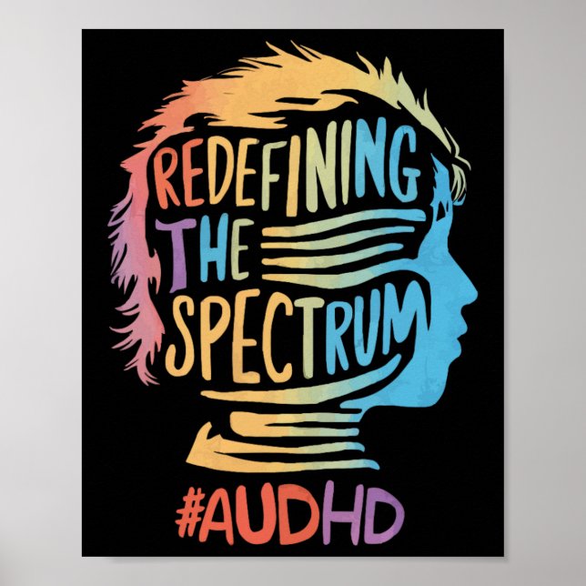 Affiche Audhd Autisme Adhd Spectre Autiste Neurodiversité (Devant)