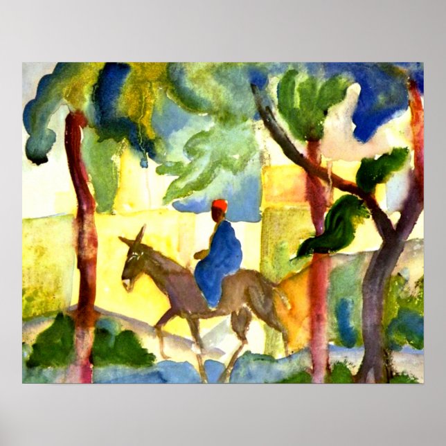 Affiche August Macke - Cavalier de l'âne (Devant)