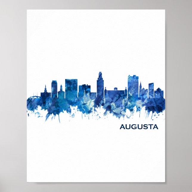 Affiche Augusta Géorgie Skyline Blue (Devant)
