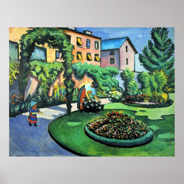 Affiche Auguste Macke - Gartenbild, peinture populaire, (Devant)