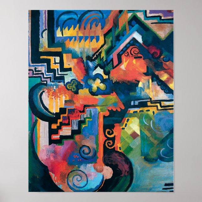 Affiche Auguste Macke - Hommage à Bach Art Moderne Abstrai (Devant)