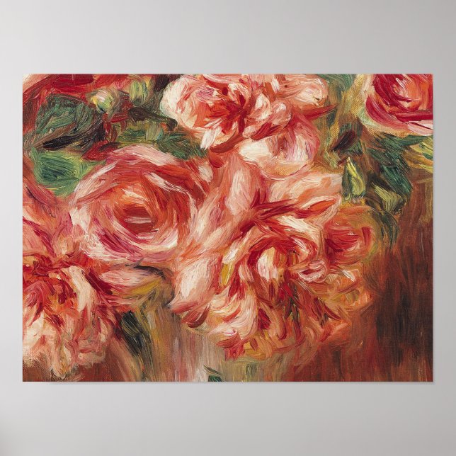Affiche Auguste Renoir - Roses Dans Un Vase (Devant)