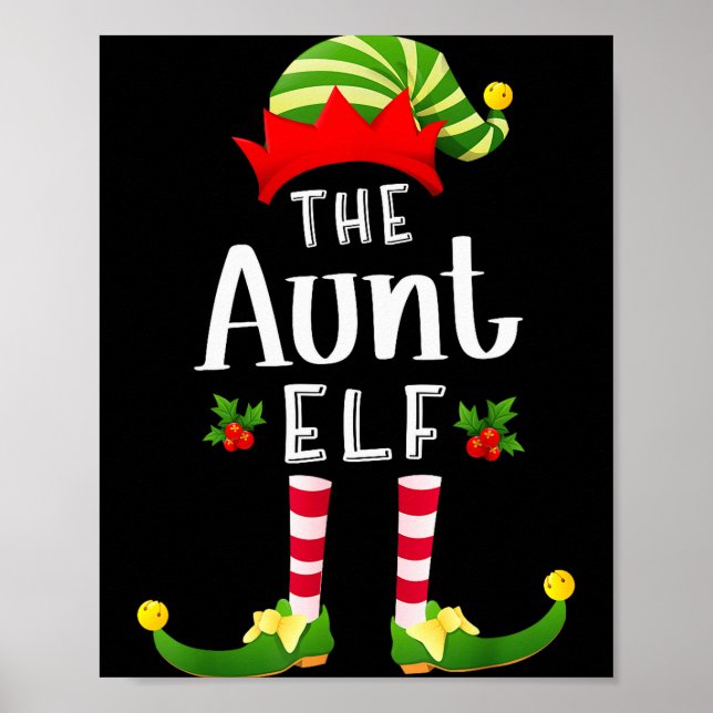 Affiche Aunt Christmas Elf Matching Pajama X-mas Party  (Devant)