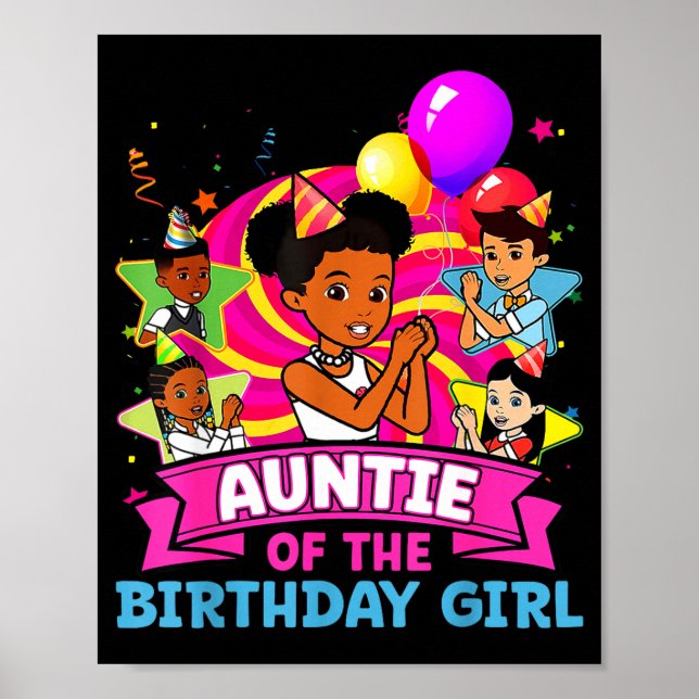 Affiche Auntie Of Birthday Girl Gracie Nk Doll Family Deco (Devant)